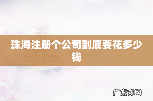 珠海注册个公司到底要花多少钱