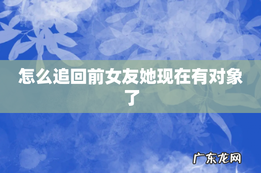 怎么追回前女友她现在有对象了