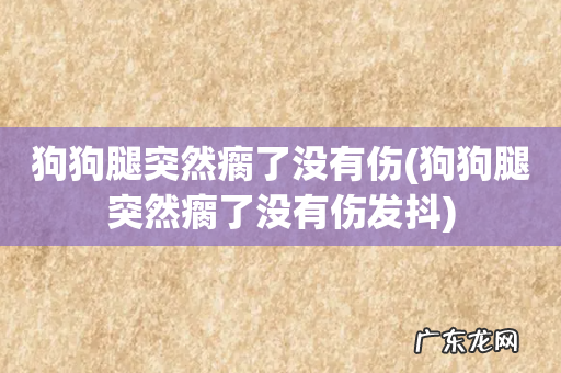 狗狗腿突然瘸了没有伤发抖 狗狗腿突然瘸了没有伤