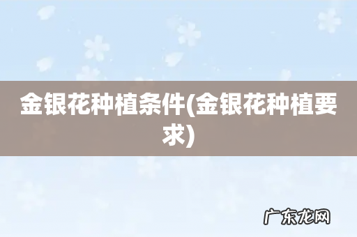 金银花种植要求 金银花种植条件