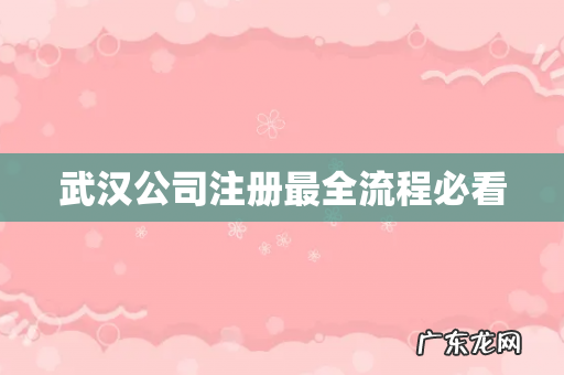 武汉公司注册最全流程必看