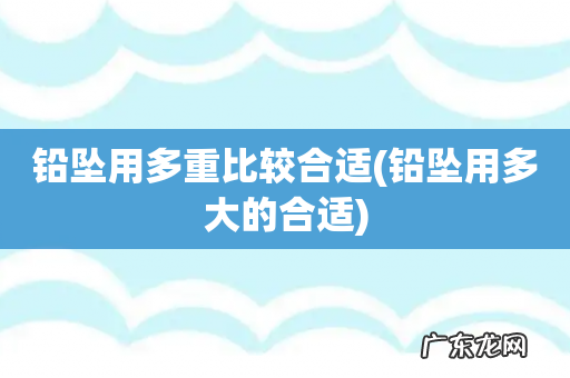 铅坠用多大的合适 铅坠用多重比较合适