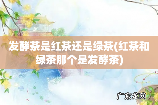 红茶和绿茶那个是发酵茶 发酵茶是红茶还是绿茶