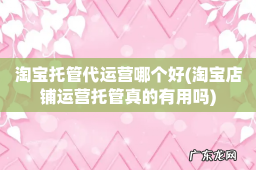 淘宝店铺运营托管真的有用吗 淘宝托管代运营哪个好