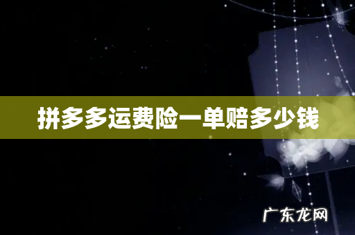 拼多多运费险一单赔多少钱