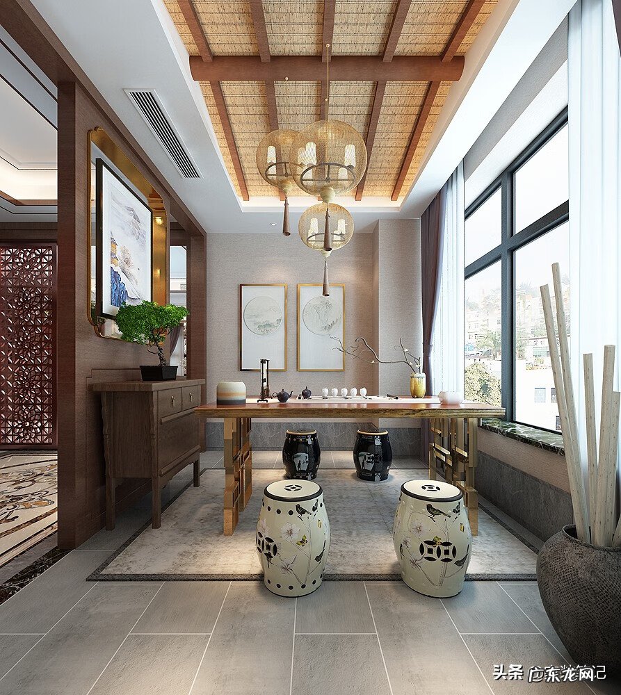 新中式入门玄关 中式进门玄关设计