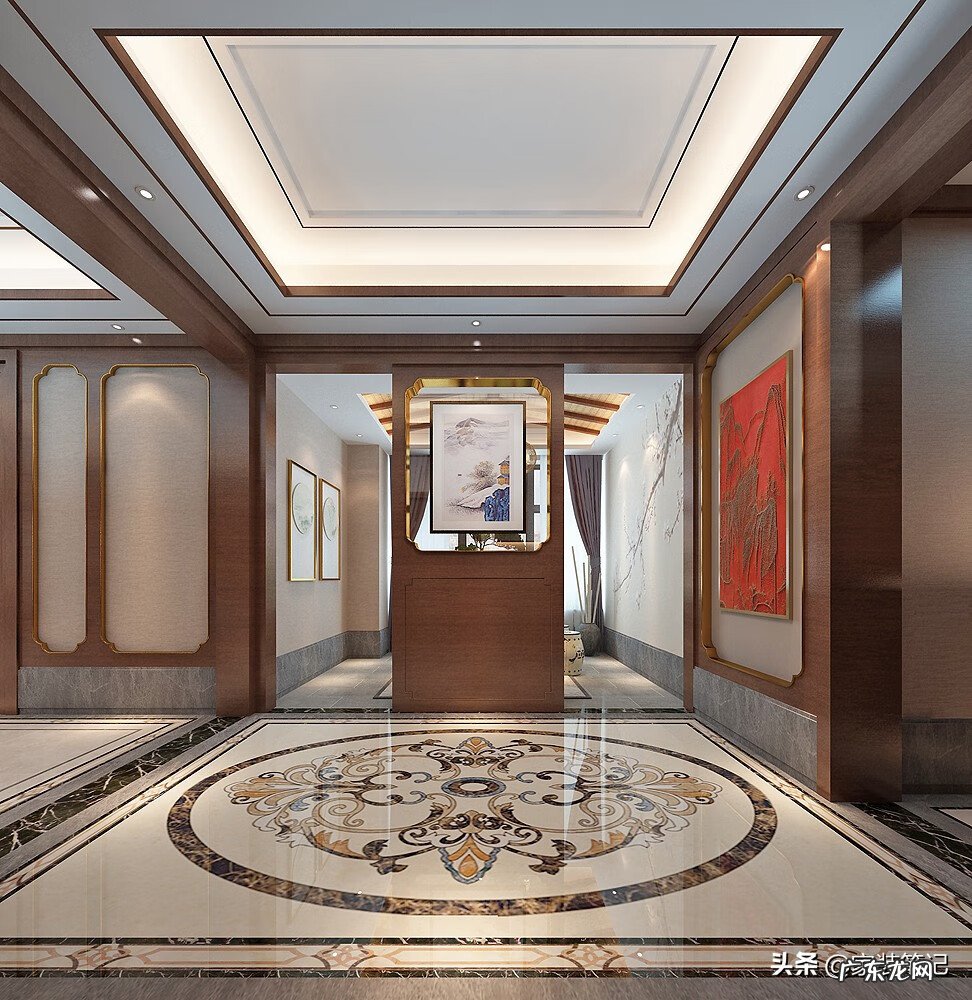 新中式入门玄关 中式进门玄关设计