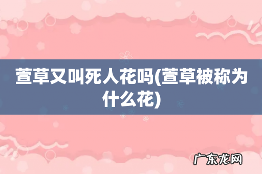 萱草被称为什么花 萱草又叫死人花吗
