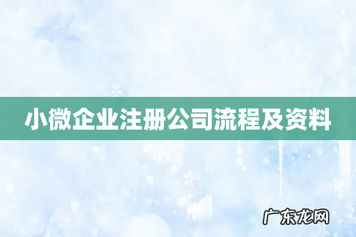 小微企业注册公司流程及资料