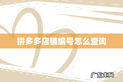 拼多多店铺编号怎么查询