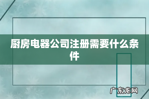 厨房电器公司注册需要什么条件