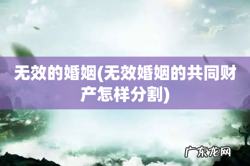无效婚姻的共同财产怎样分割 无效的婚姻