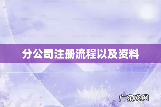 分公司注册流程以及资料