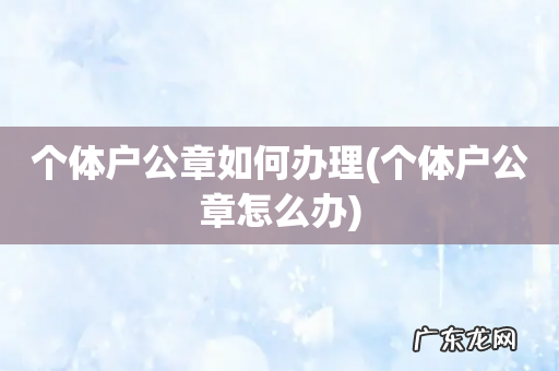 个体户公章怎么办 个体户公章如何办理