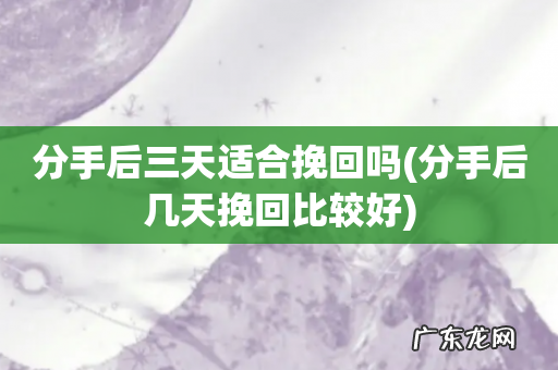 分手后几天挽回比较好 分手后三天适合挽回吗