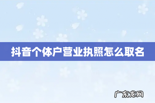抖音个体户营业执照怎么取名