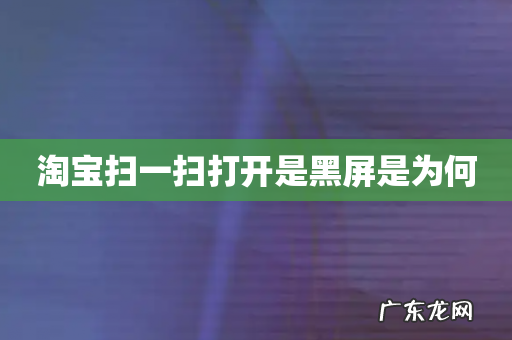 淘宝扫一扫打开是黑屏是为何