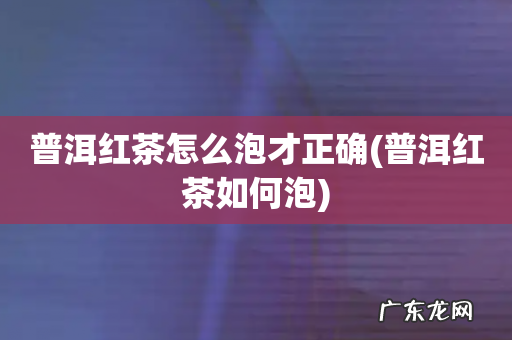 普洱红茶如何泡 普洱红茶怎么泡才正确
