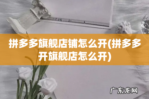 拼多多开旗舰店怎么开 拼多多旗舰店铺怎么开