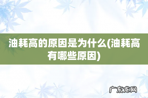 油耗高有哪些原因 油耗高的原因是为什么