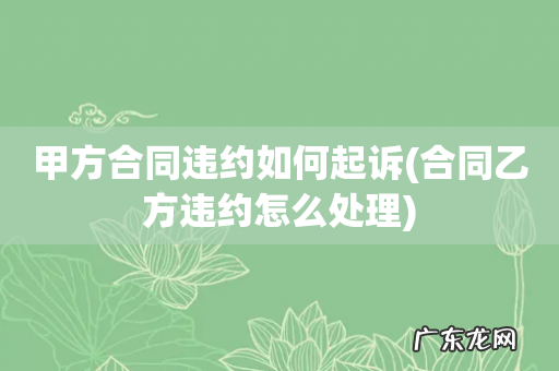 合同乙方违约怎么处理 甲方合同违约如何起诉