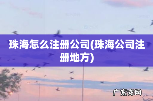 珠海公司注册地方 珠海怎么注册公司