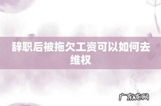 辞职后被拖欠工资可以如何去维权