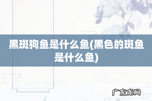 黑色的斑鱼是什么鱼 黑斑狗鱼是什么鱼