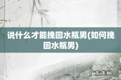 如何挽回水瓶男 说什么才能挽回水瓶男