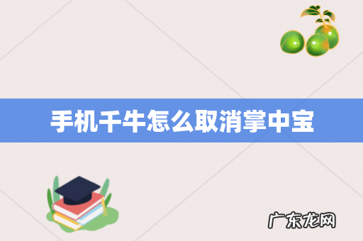 手机千牛怎么取消掌中宝