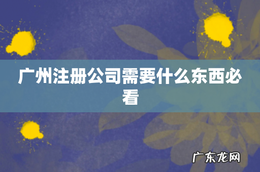 广州注册公司需要什么东西必看