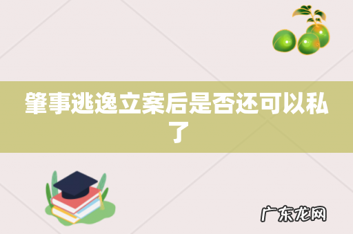 肇事逃逸立案后是否还可以私了