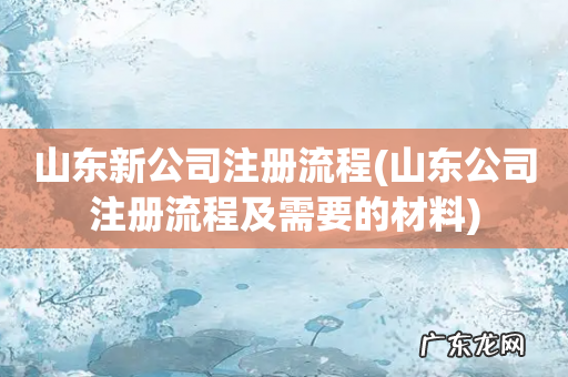 山东公司注册流程及需要的材料 山东新公司注册流程
