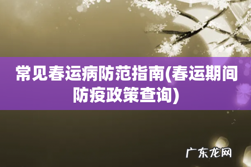 春运期间防疫政策查询 常见春运病防范指南