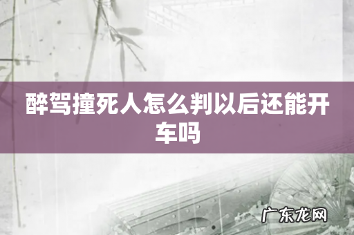 醉驾撞死人怎么判以后还能开车吗
