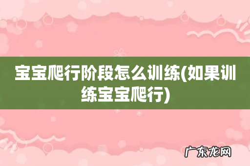 如果训练宝宝爬行 宝宝爬行阶段怎么训练