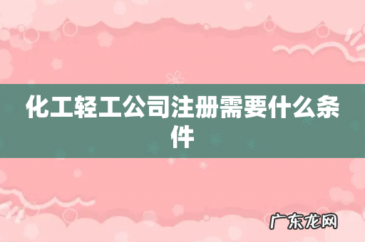 化工轻工公司注册需要什么条件