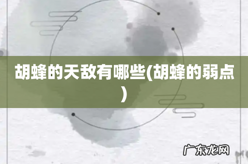 胡蜂的弱点 胡蜂的天敌有哪些