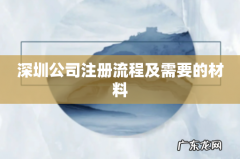 深圳公司注册流程及需要的材料