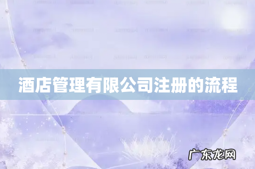 酒店管理有限公司注册的流程