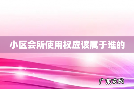 小区会所使用权应该属于谁的