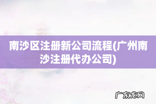 广州南沙注册代办公司 南沙区注册新公司流程