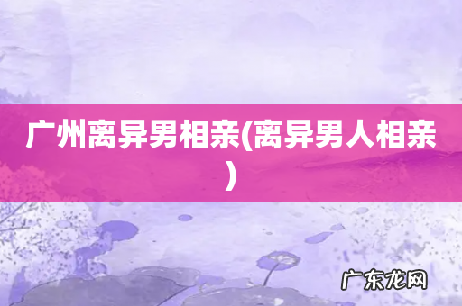 离异男人相亲 广州离异男相亲