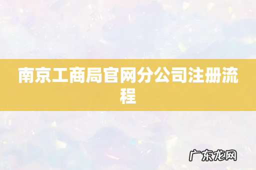 南京工商局官网分公司注册流程