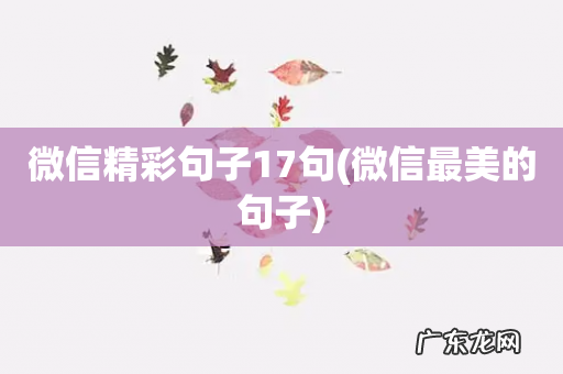 微信最美的句子 微信精彩句子17句