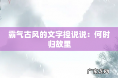 霸气古风的文字控说说：何时归故里