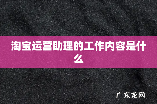淘宝运营助理的工作内容是什么