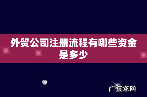 外贸公司注册流程有哪些资金是多少