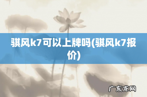 骐风k7报价 骐风k7可以上牌吗
