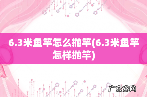 6.3米鱼竿怎样抛竿 6.3米鱼竿怎么抛竿